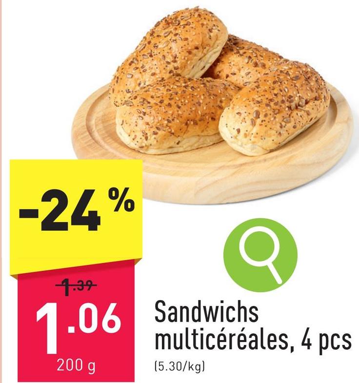 Sandwichs multicéréales, 4 pcs aux flocons d’avoine, aux graines de tournesol, aux graines de lin et aux graines de sésame