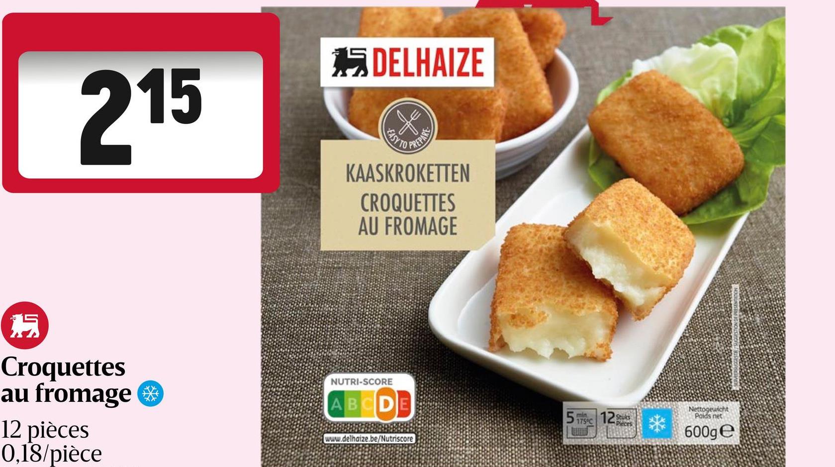 Croquettes au fromage | 12 pièces 600G Croquettes au fromage 12 Pièces