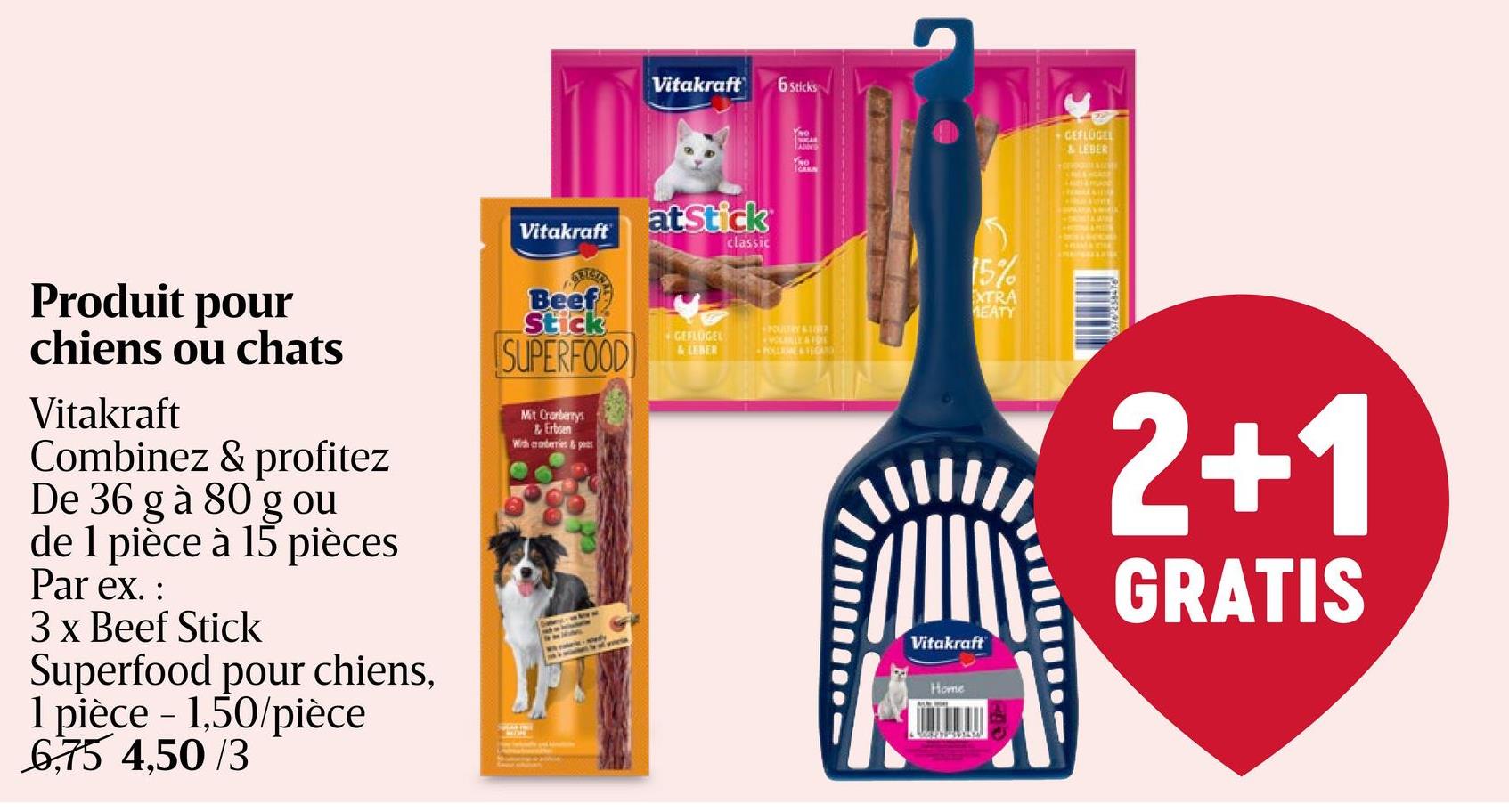 Chiens | Snack Beef Stick Superfood, savoureux bâtonnets de viande aux canneberges et petits pois.