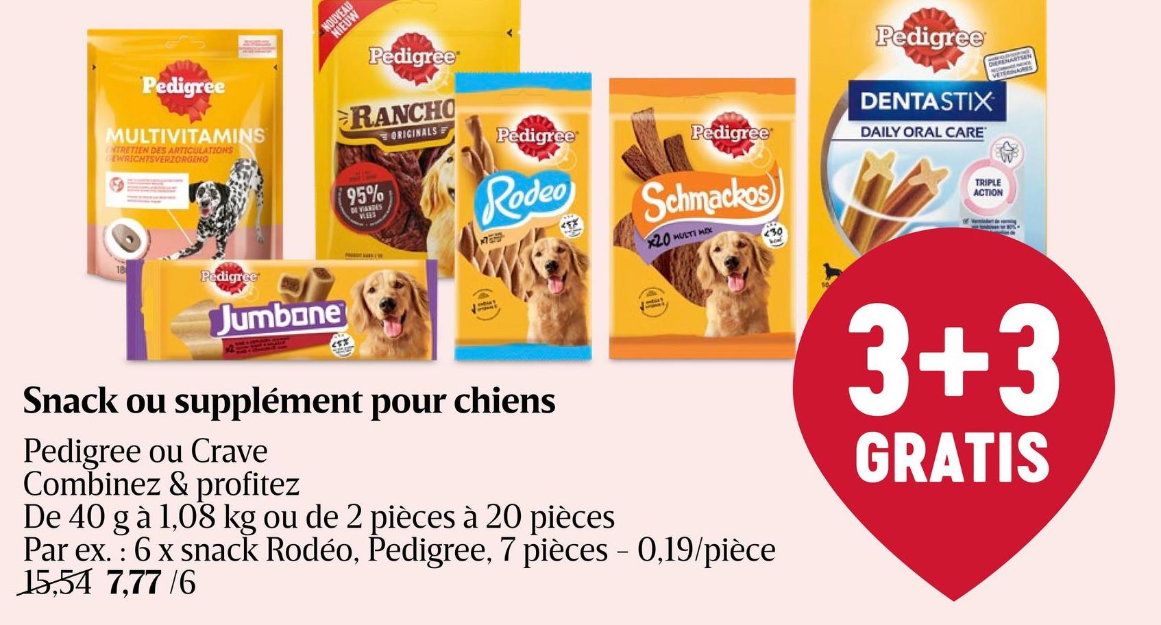 Snacks chien | Friandises | Mix viande Pedigree Biscrok Friandises Original 3 variétés 500g