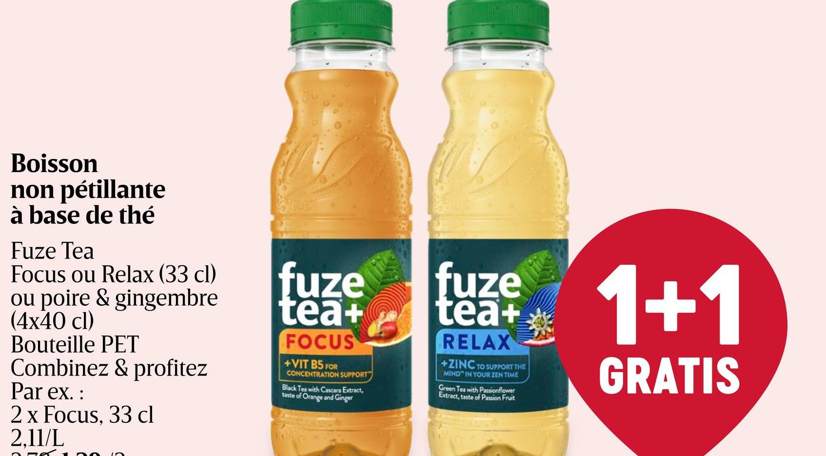 Thé noir | Focus | PET Fuze Tea+ Focus est une délicieuse fusion de thé noir cultivé de manière durable, avec un arôme d'orange rafraîchissant, un soupçon d'extrait de cascara et de notes épicées d'extraits de gingembre, enrichi en vitamine B5… pour votre moment de focus