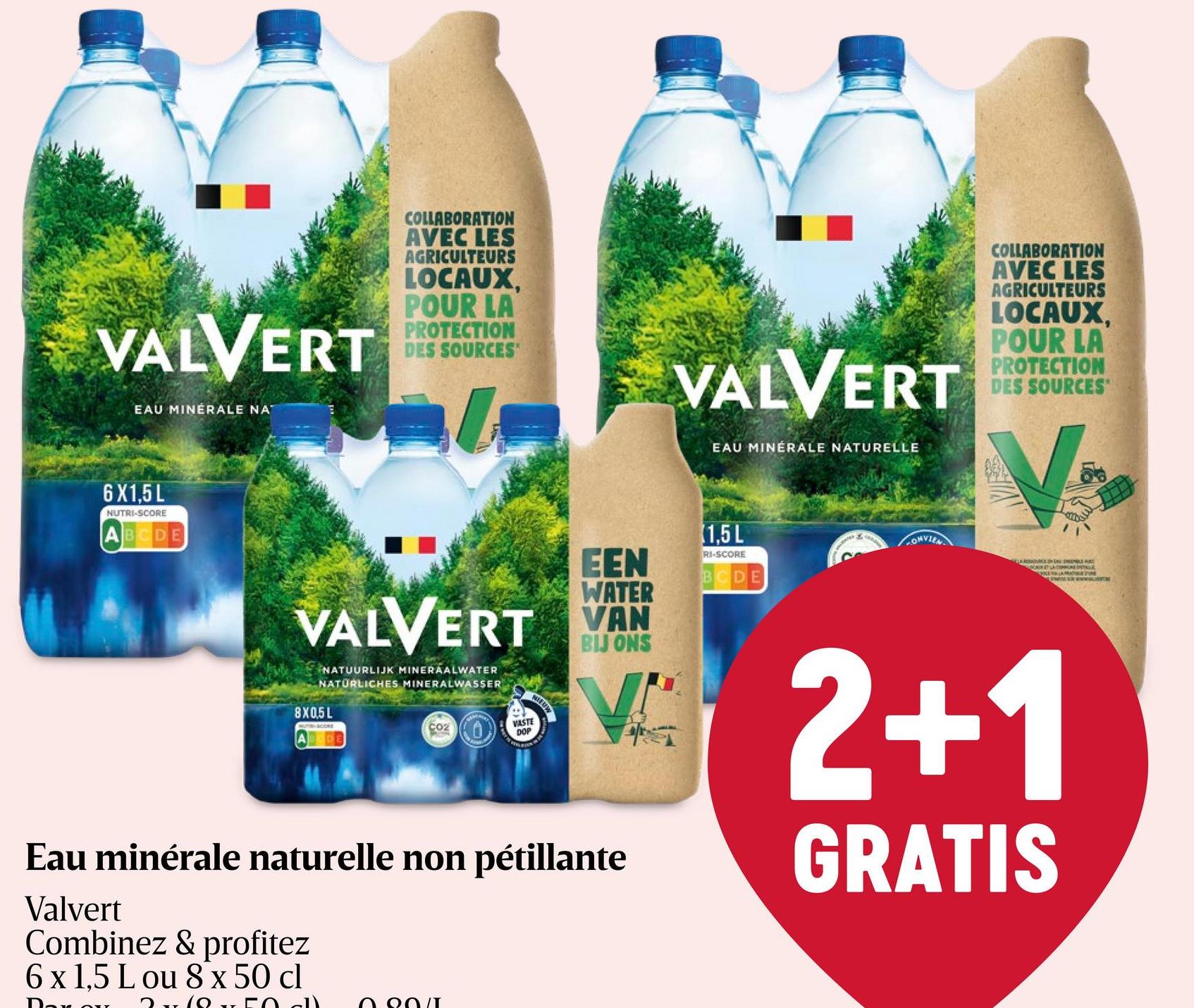 Eau minérale | Non-pétillante | PET Valvert est une eau minérale plate, naturelle Belge, faiblement minéralisée qui est reconnu pour son goût particulièrement pur, frais et vivifiant pour tous les âges. Valvert propose son eau minérale dans une bouteille 100% recyclée et recyclable.