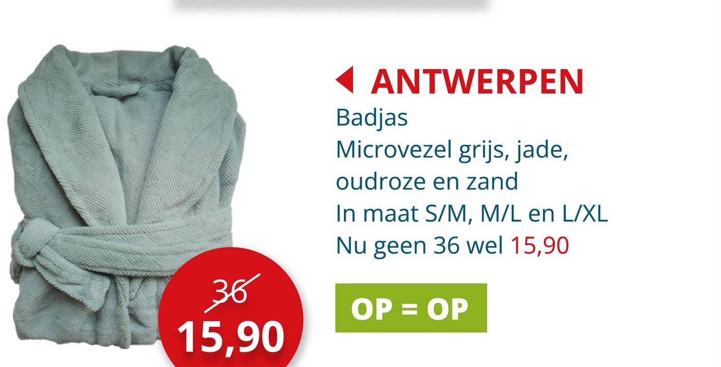 Badjas Antwerpen L/XL microvezel grijs Badlinnen & -mat Badjassen