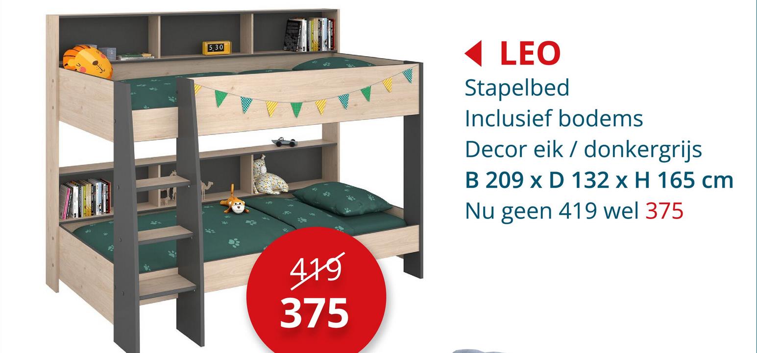 Stapelbed Leo 90x200cm  beige Bedden & Boxsprings Stapelbedden Jeugdkamers