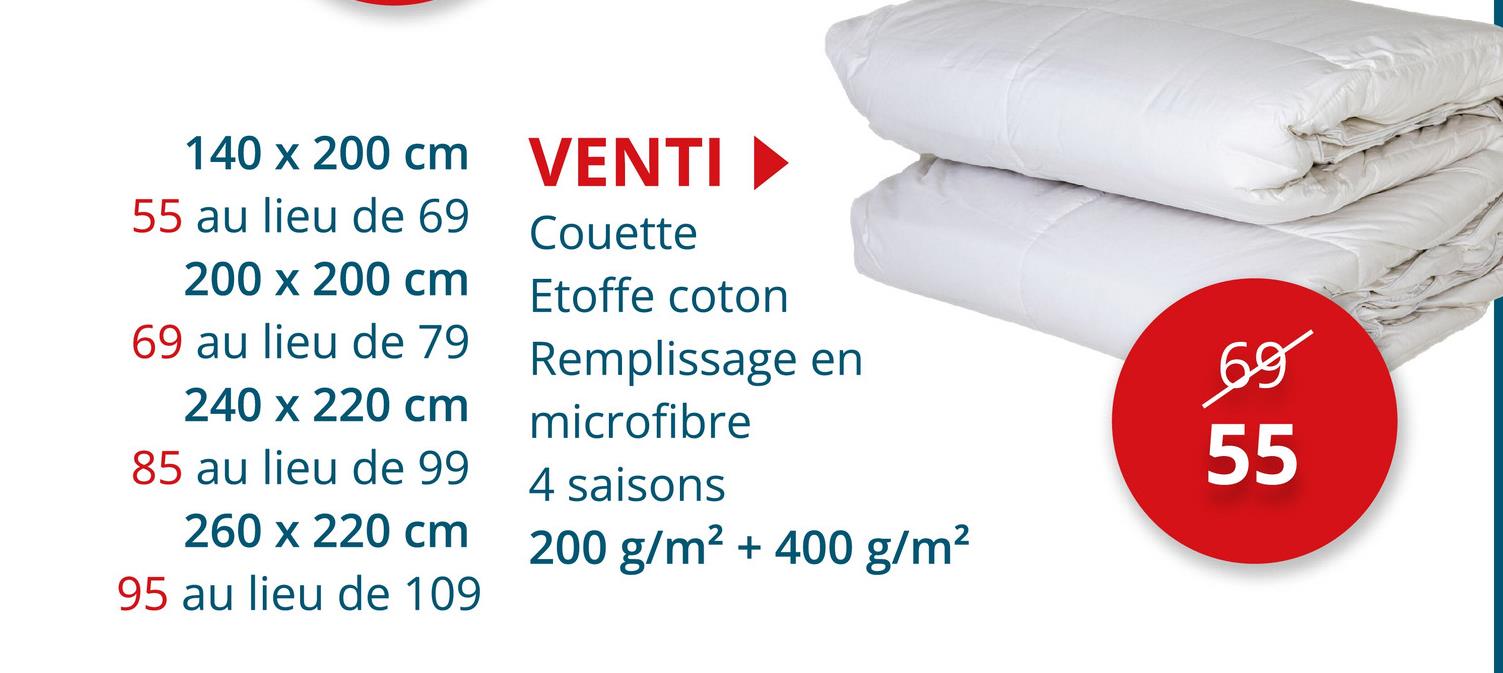 Couette Venti 260x220cm Linge De Lit Couettes