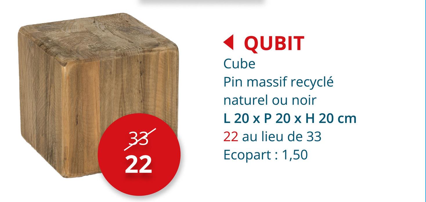 Colonne Qubit 20x20x20cm - sapin massif recyclé - naturel Meubles D'appoint Colonnes Meubles D'appoint Décoration Accessoires Décoratifs