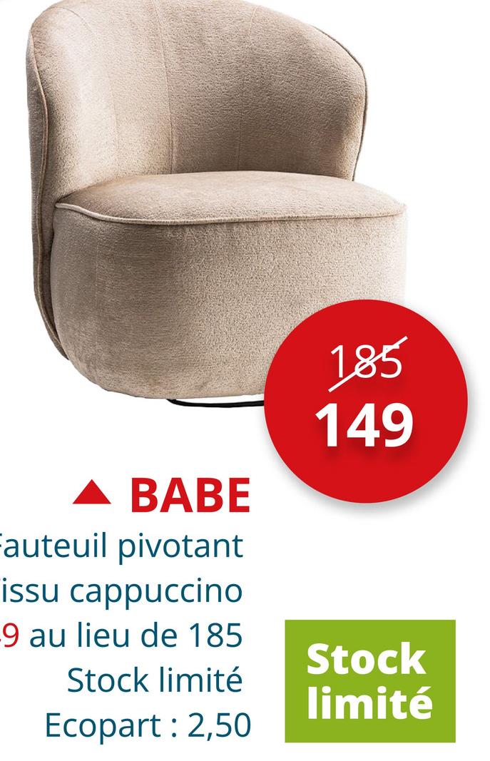 Fauteuil pivotant Babe tissu cappuccino Salons Fauteuils