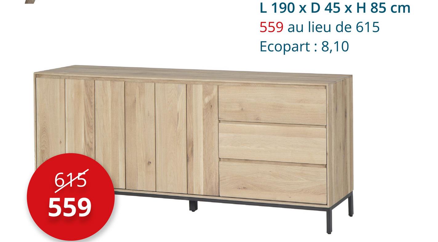 Buffet Polar 190cm - chêne massif - naturel Buffets Armoires