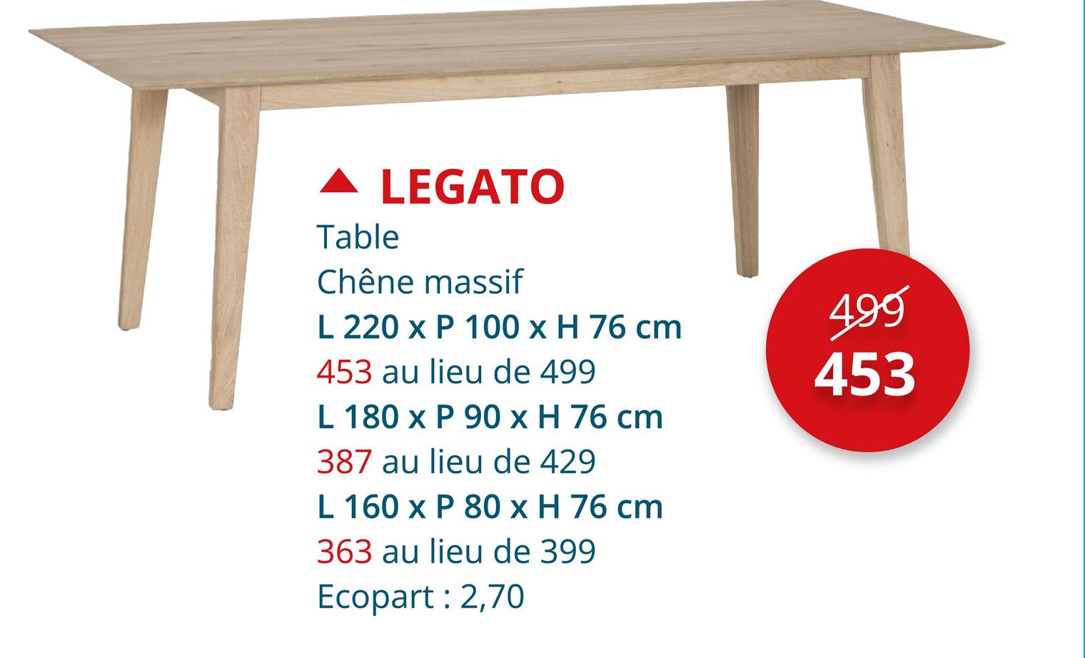 Table Legato 160x80cm - chêne massif - naturel Tables Tables De Salle à Manger