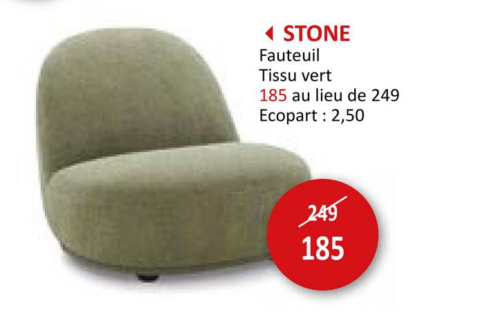 Fauteuil Stone tissu vert Salons Canapés Fauteuils