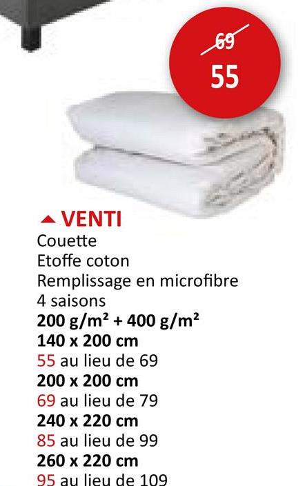 Couette Venti 140x200cm 4 saisons Linge De Lit Couettes