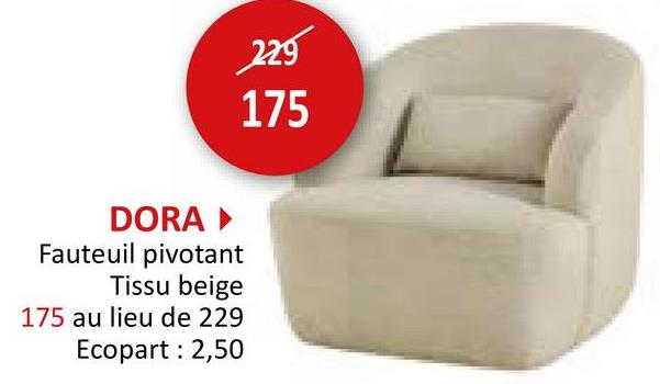 Fauteuil pivotant Dora 80x86x76cm linge - beige Salons Fauteuils