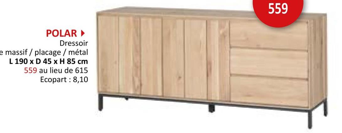 Buffet Polar 190cm - chêne massif - naturel Buffets Armoires