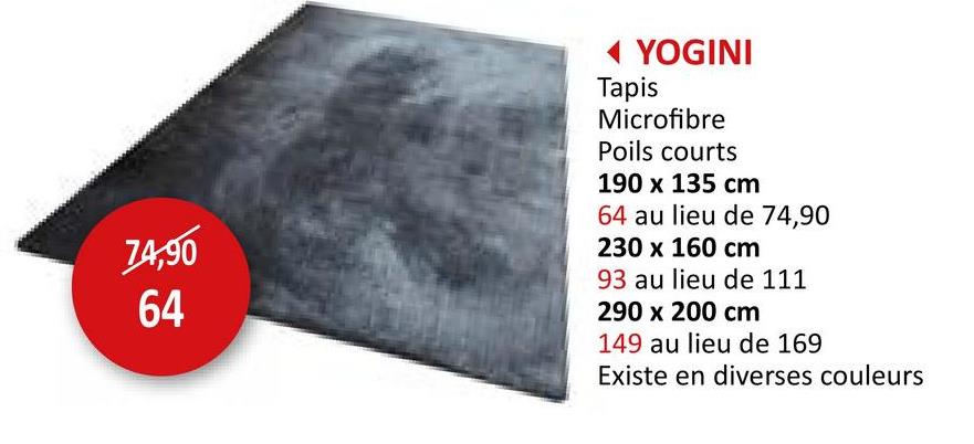 Tapis Yogini 190x135cm microfibre gris Tapis Tapis Tapis