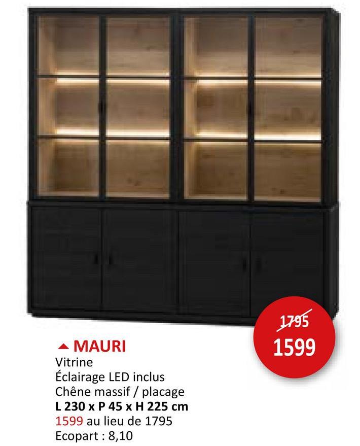 Vitrine Mauri 230cm chêne massif noir Vitrines Armoires Armoires