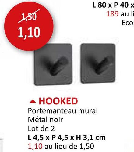 Portemanteau mural Hooked 4,5cm lot de 2 Accessoires De Cuisine Portemanteaux Mural Portemanteaux & Crochets Portemanteaux