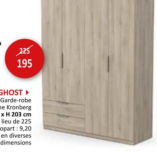 Garde-robe Ghost 157cm Garde-robes Porte Pivotante Chambre Junior Garde-robe Armoires De Rangement