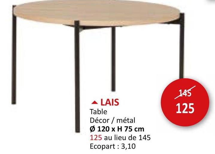 Table ronde Lais Ø120cm - mélamine - brun Tables Tables De Salle à Manger Tables De Cuisine Tables