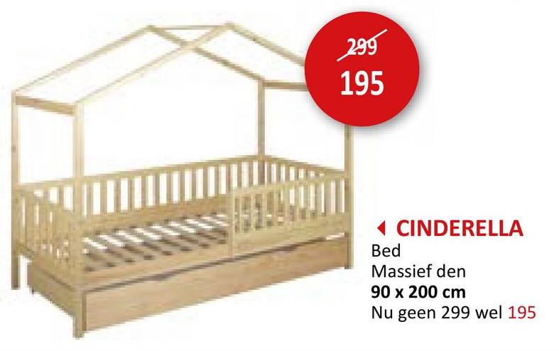 Huisbed Cinderella 90x200cm met bodem opbergruimte - den massief - naturel Bedden & Boxsprings Eenpersoonsbedden Jeugdkamers