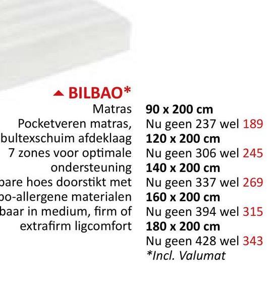 Matras Bilbao Bultex  pocketveren 120x200cm medium Matrassen & Bedbodems Matrassen