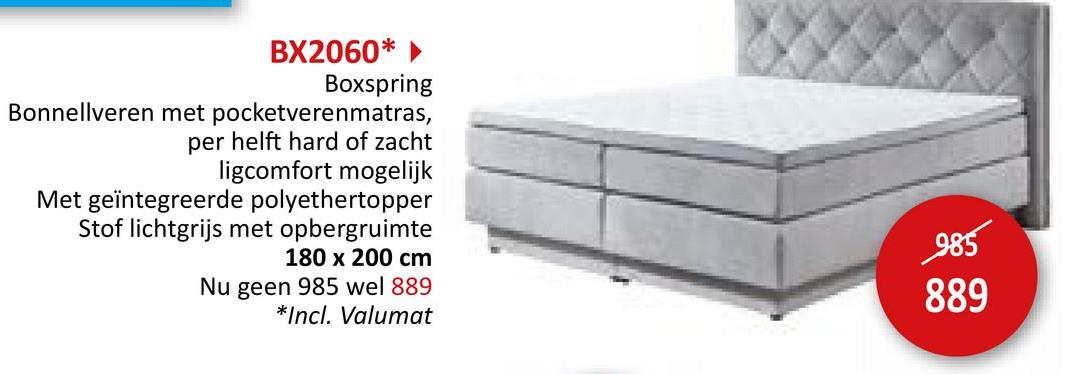 Boxspring BX2060 180x200cm met opbergruimte stof lichtgrijs Bedden & Boxsprings Boxsprings