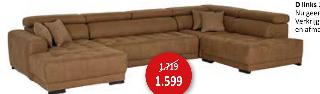 Hoeksalon Rimini 388x224cm - stof - cognac met bedfunctie Zitmeubelen Hoeksalons Zetel- & Opklapbed Zetelbedden