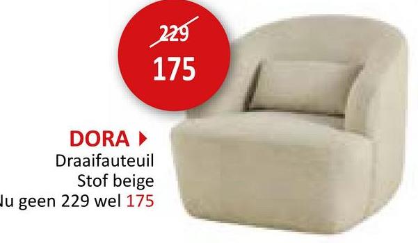 Draaifauteuil Dora 80x86x76cm linnen - beige Zitmeubelen Fauteuils