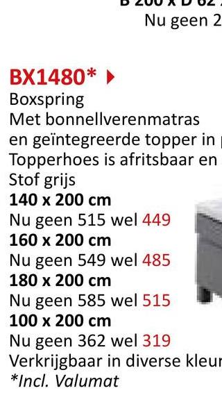 Boxspring BX1480 180x200cm stof grijs Bedden & Boxsprings Boxsprings