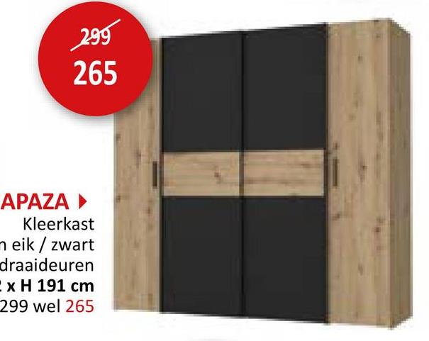 Kleerkast Kapaza 200cm - meubelplaat - artisan eik/zwart Kleerkasten Schuifdeurkast Draaideurkast Kasten