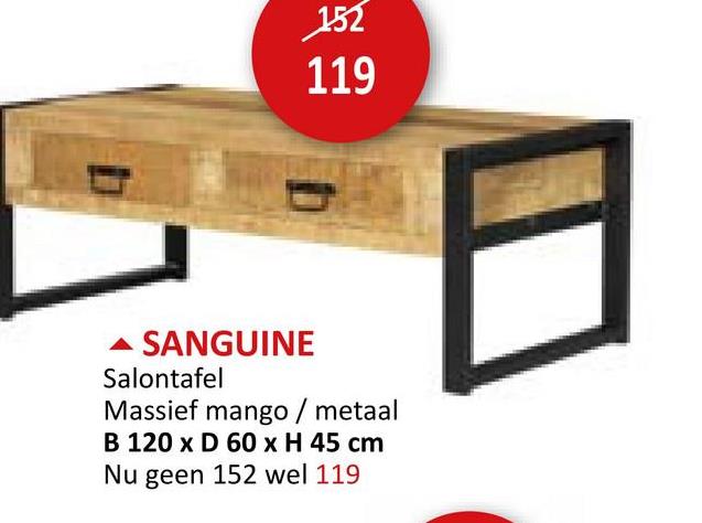 Salontafel Sanguine hout massief met opbergruimte Bijzetmeubelen Salontafels