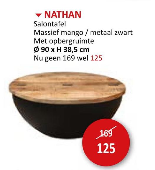 Salontafel Nathan Ø90cm mango massief met opbergruimte Bijzetmeubelen Salontafels