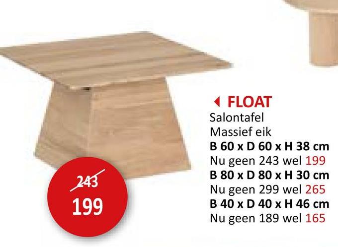 Salontafel Float eik massief vierkant Bijzetmeubelen Salontafels