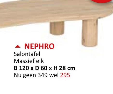 Salontafel Nephro 120x60cm eik massief naturel Bijzetmeubelen Salontafels