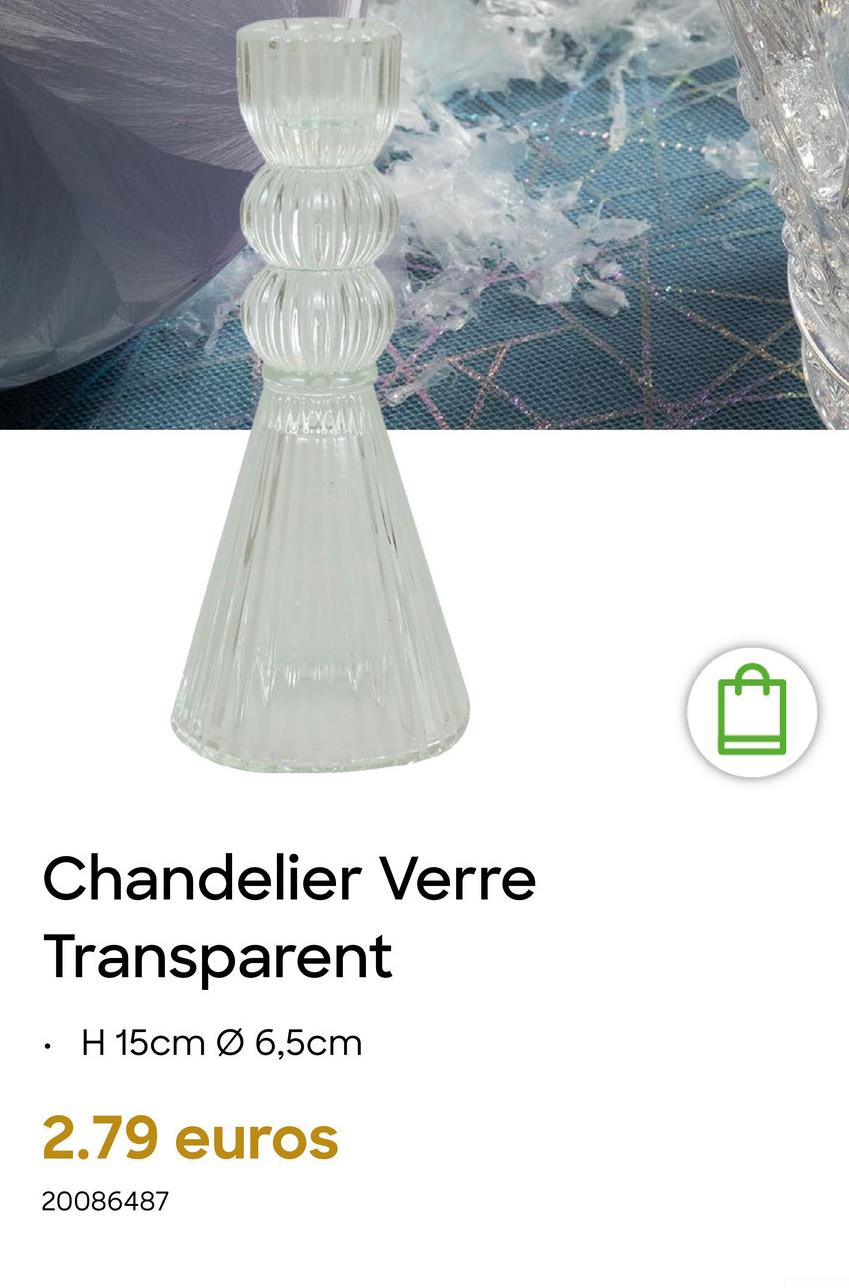 AMYXGAN
Chandelier Verre
Transparent
H 15cm Ø 6,5cm
2.79 euros
20086487