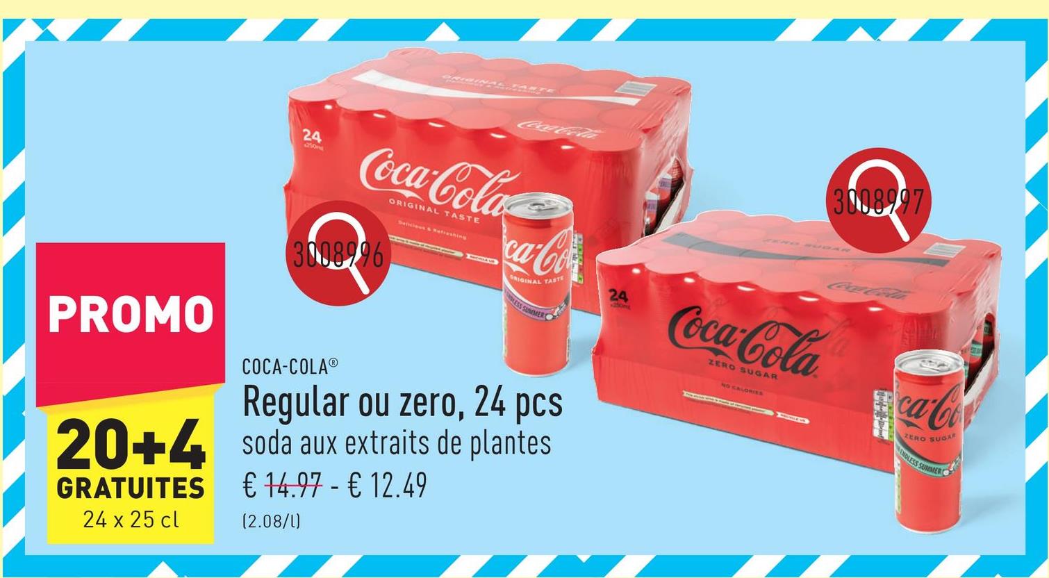 Coca-Cola regular, 24 pcs soda aux extraits de plantes, avec sucre