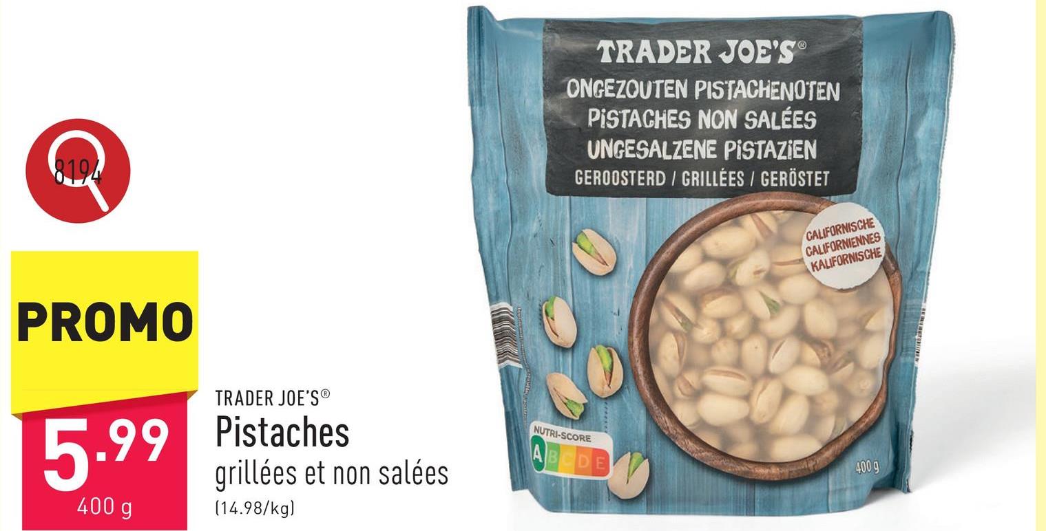 Pistaches grillées et non salées