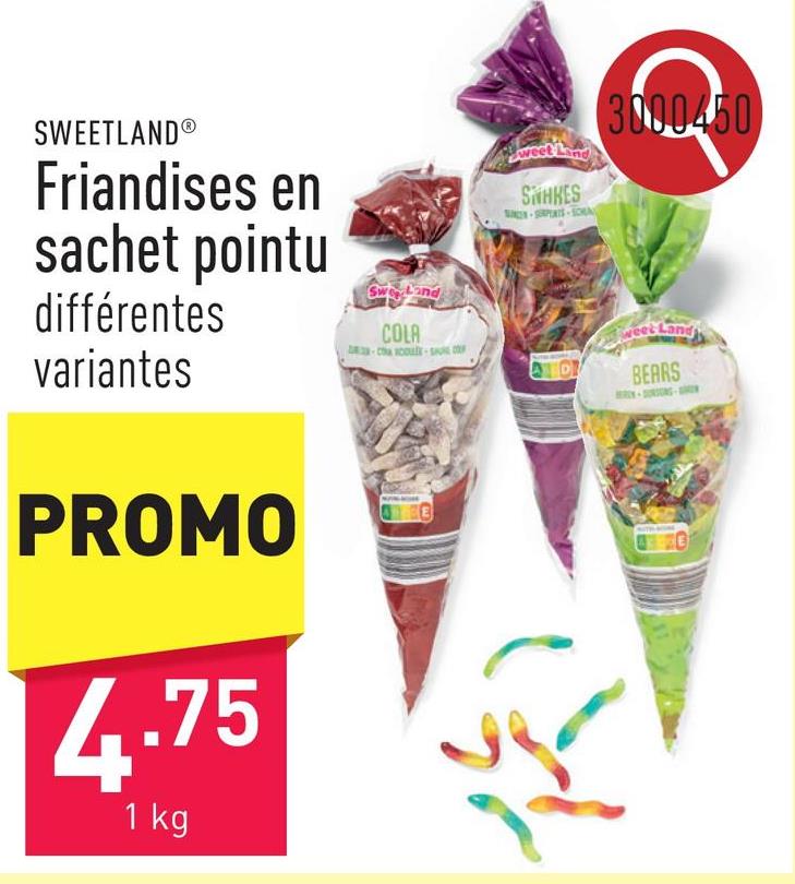 Friandises en sachet pointu choix entre différentes variantes