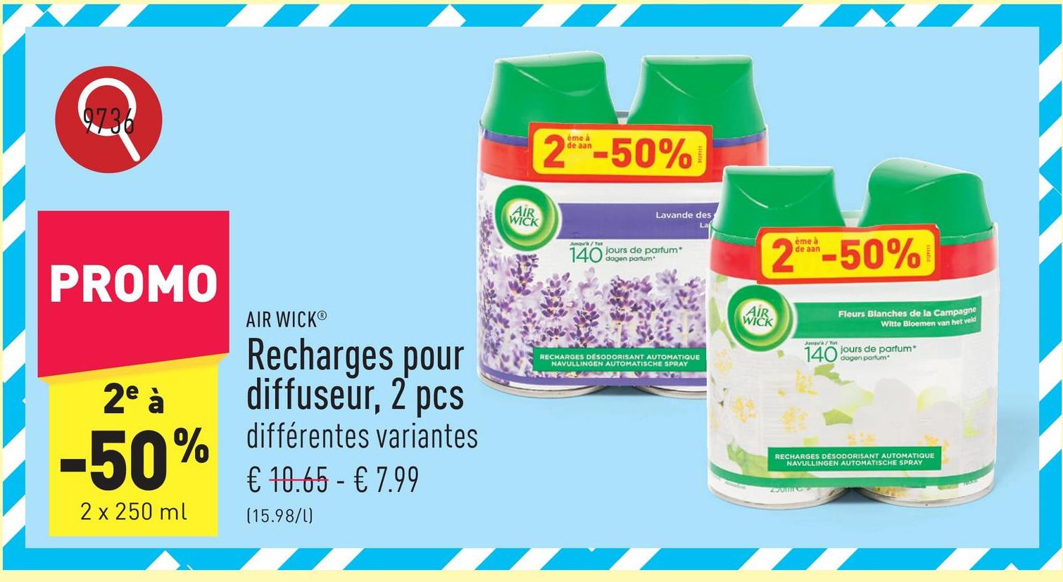 Recharges pour diffuseur, 2 pcs choix entre différentes variantes