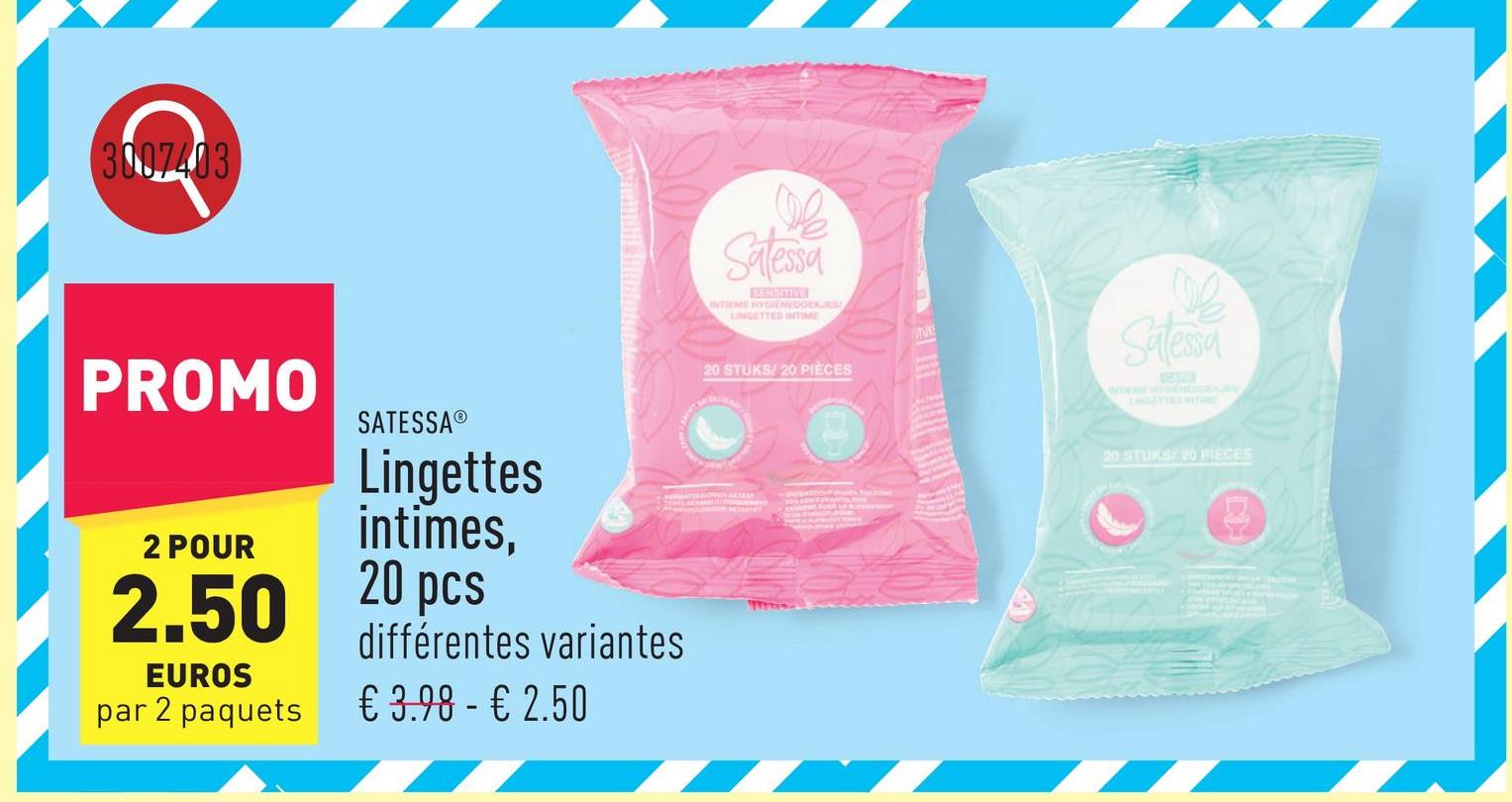 Lingettes intimes, 20 pcs choix entre différentes variantes