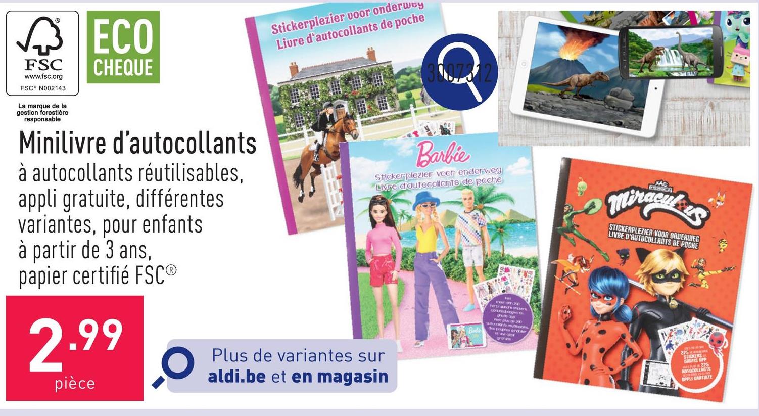 Minilivre d’autocollants contient plus de 190 autocollants réutilisables, avec appli gratuite, choix entre différentes variantes, convient aux enfants à partir de 3 ans, papier certifié FSC®