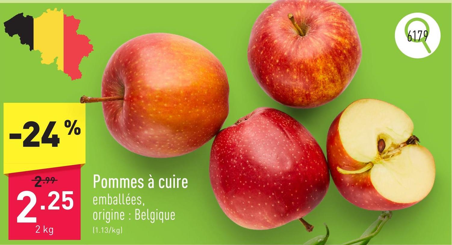 Pommes à cuire emballées, origine : Belgique