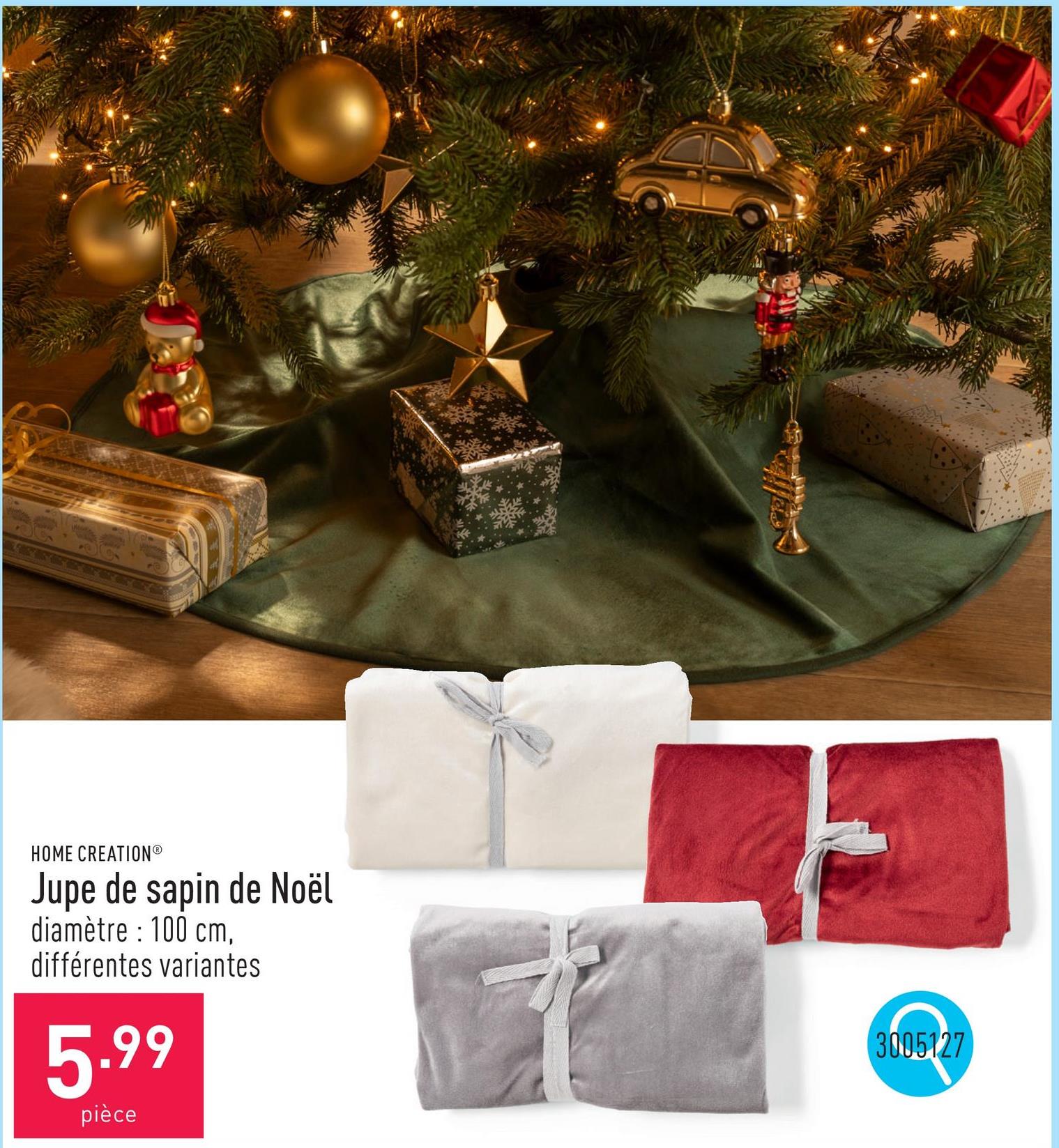 Jupe de sapin de Noël polyester, diamètre : 100 cm, choix entre différentes variantes, certifiée OEKO-TEX®