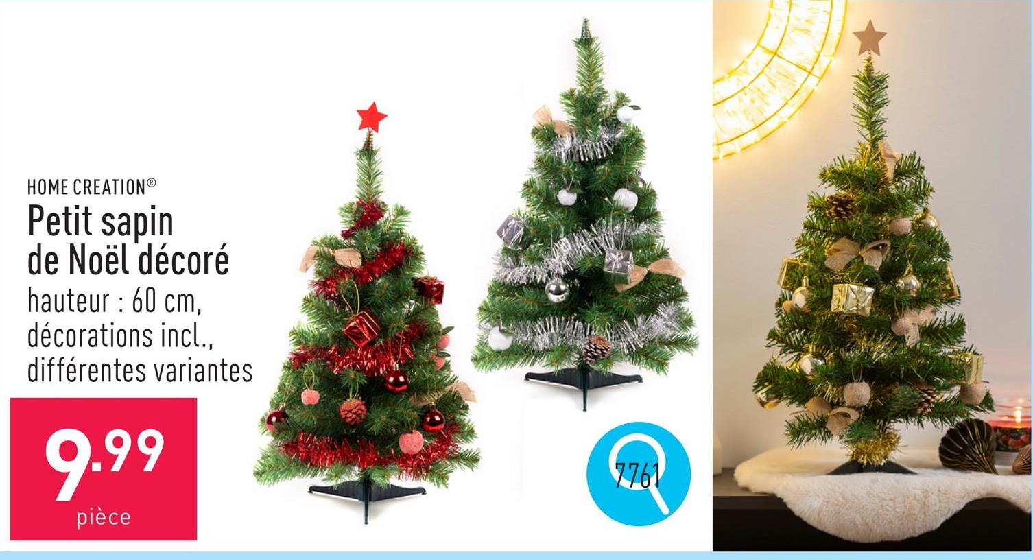 Petit sapin de Noël décoré hauteur : 60 cm, décorations incl., choix entre différentes variantes