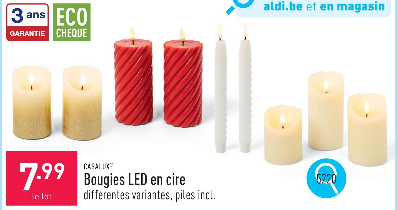 Bougies LED en cire avec flamme vacillante, fonction minuterie, choix entre différentes variantes, piles incl.