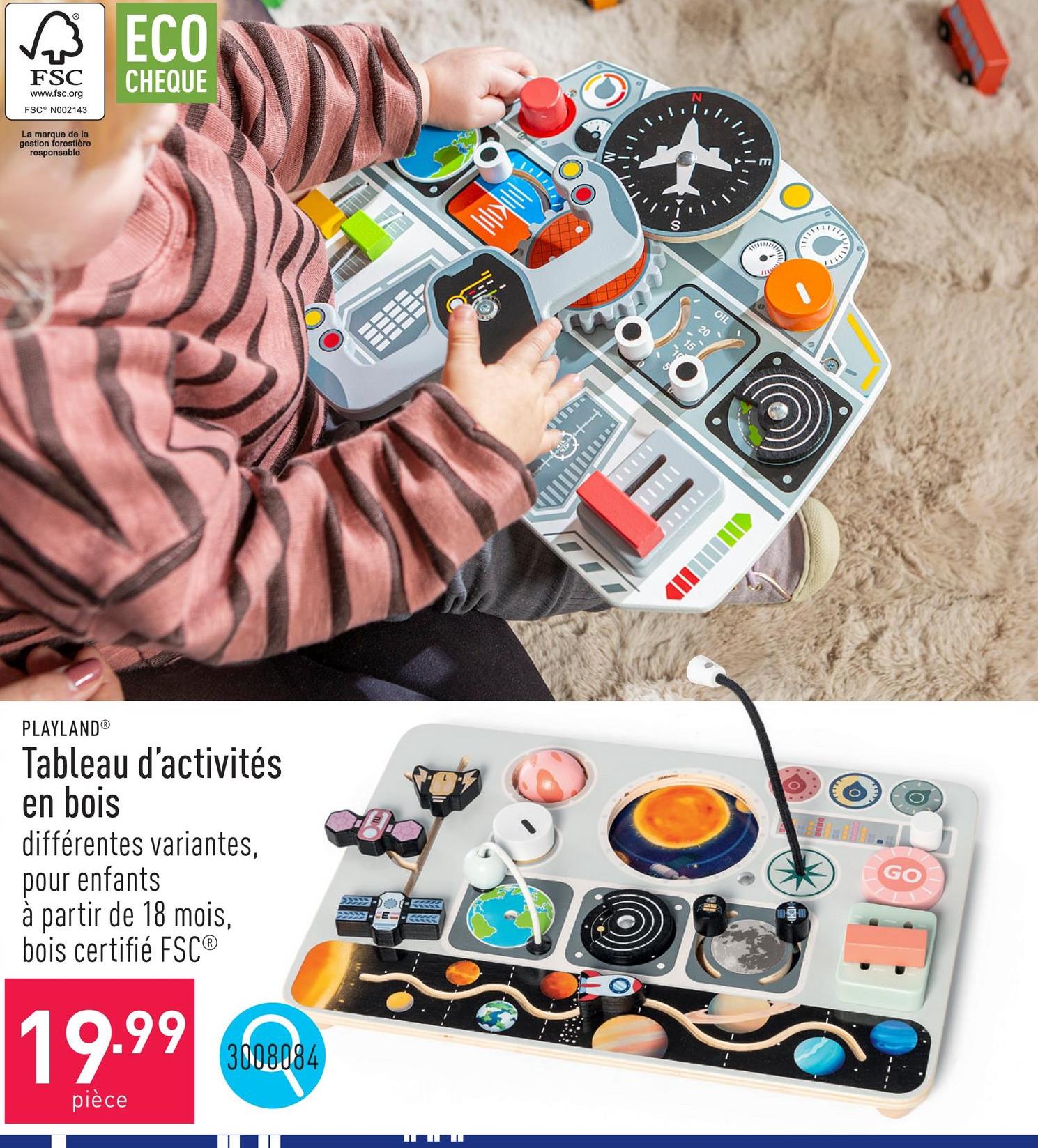 Tableau d’activités en bois stimule la motricité et l’imagination, choix entre différentes variantes, convient aux enfants à partir de 18 mois, bois certifié FSC®