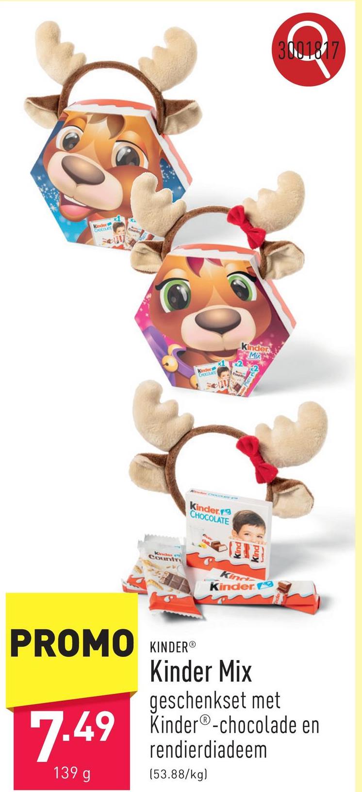 Kinder Mix geschenkset met Kinder®-chocolade en rendierdiadeem