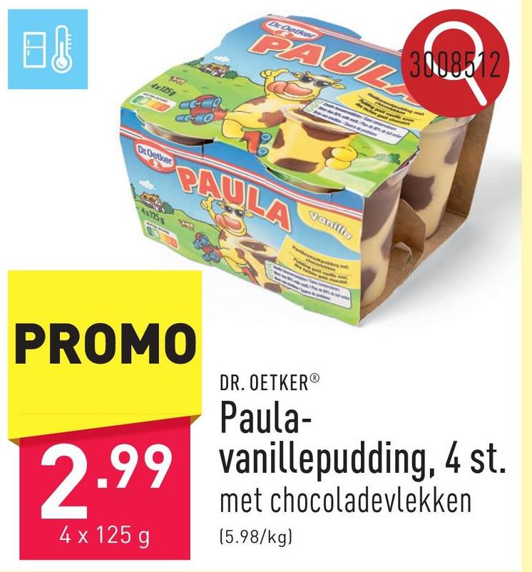 Paula-vanillepudding, 4 st. met chocoladevlekken