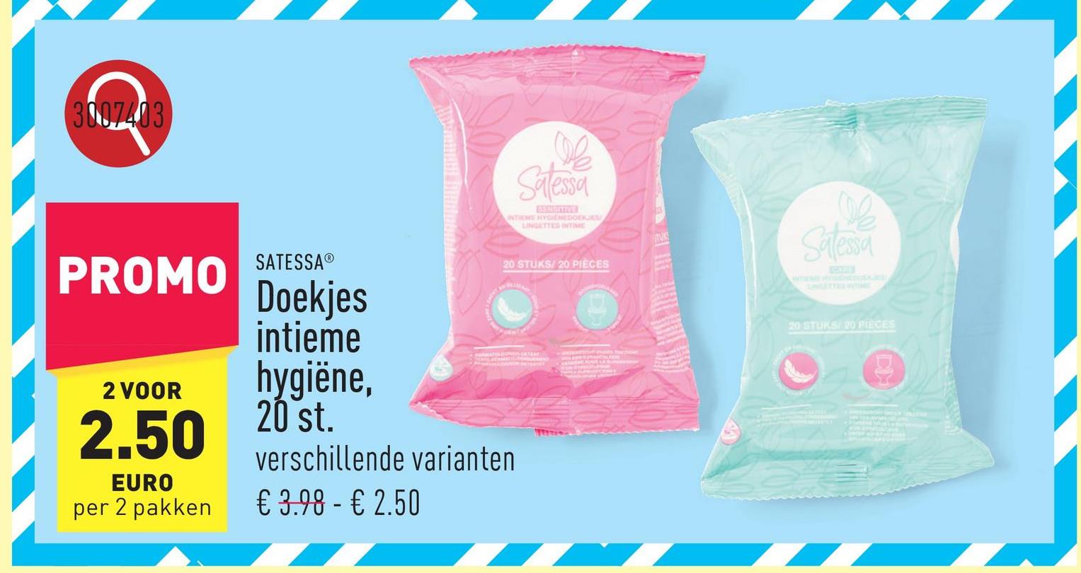 Doekjes intieme hygiëne, 20 st. keuze uit verschillende varianten