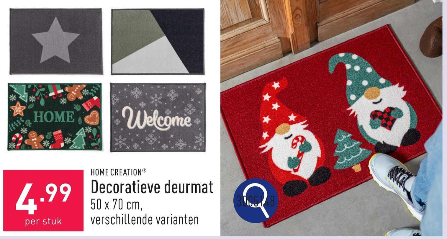 Decoratieve deurmat polyamide, 50 x 70 cm, met antislip, keuze uit verschillende varianten, OEKO-TEX®-gecertificeerd