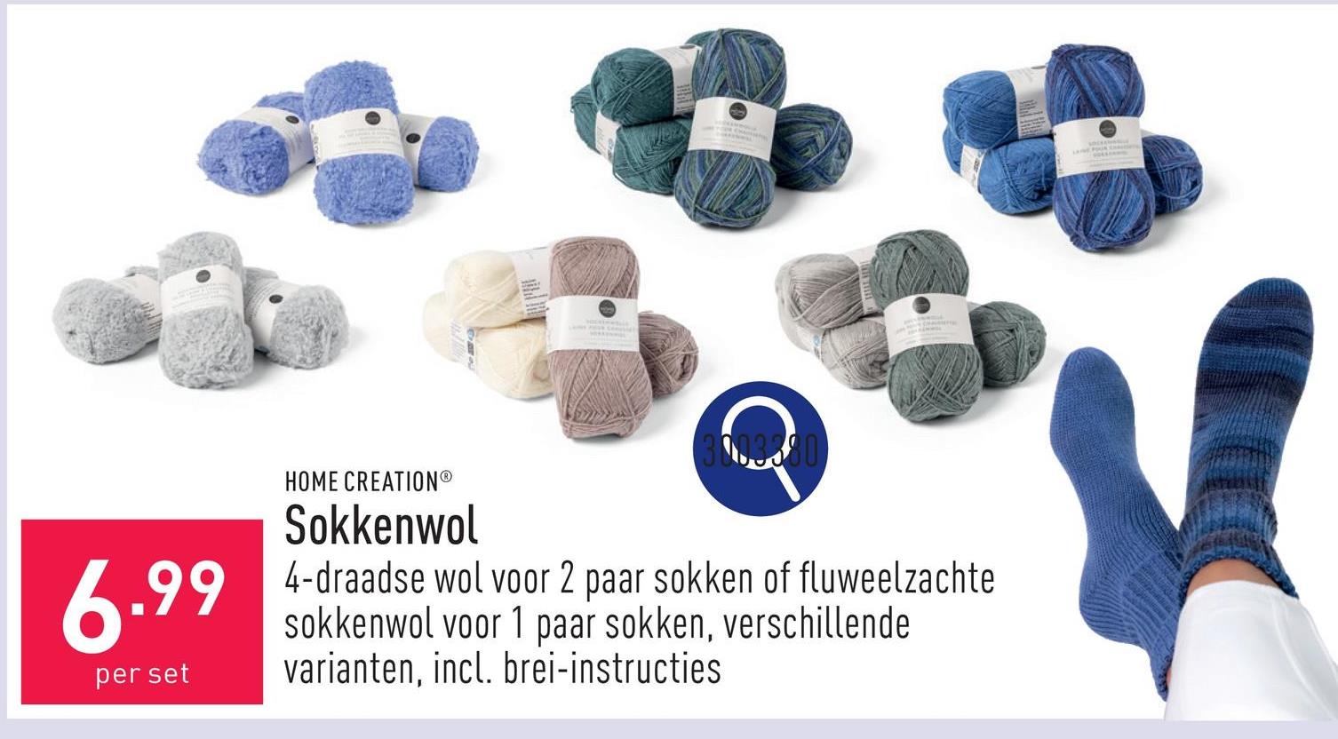 Sokkenwol keuze uit 4-draadse wol voor 2 paar sokken en fluweelzachte sokkenwol voor 1 paar sokken, keuze uit verschillende varianten, incl. brei-instructies, OEKO-TEX®-gecertificeerd